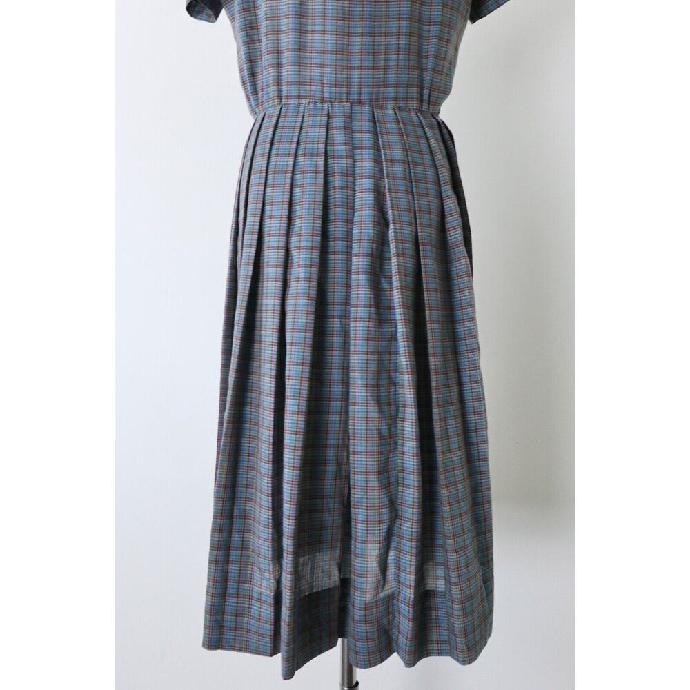 Vintage 1950s John Norman Inc. Double Breasted Shirt Dress Plaid Short Sleeve - Picture 12 of 14